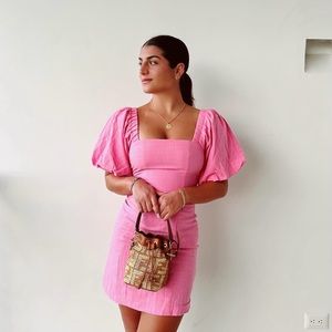 x REVOLVE Tuscany Linen Dress in Bubblegum